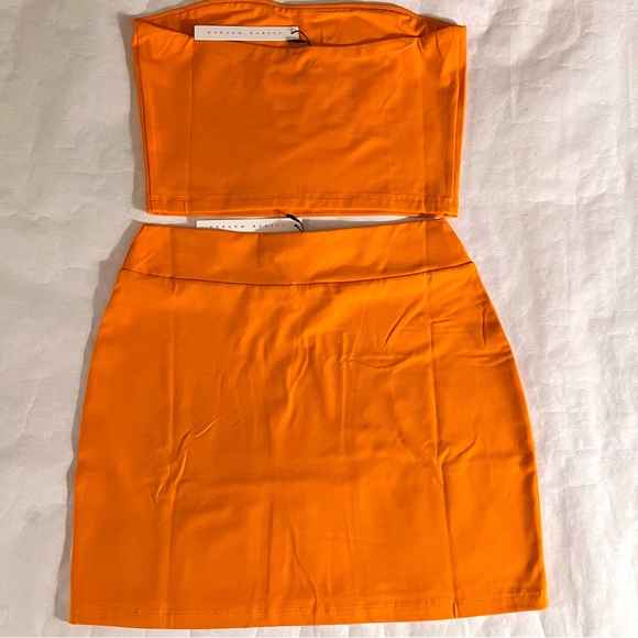 Susana Monaco Essential Crop Tube Top & Slim Miniskirt Set Extra Large Popsicle - Picture 3 of 14